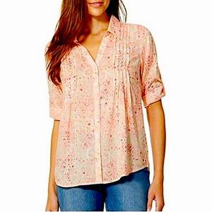 Gloria Vanderbilt Women's Blouse “Giselle” Coral Punch Combo 100% Modal Size M